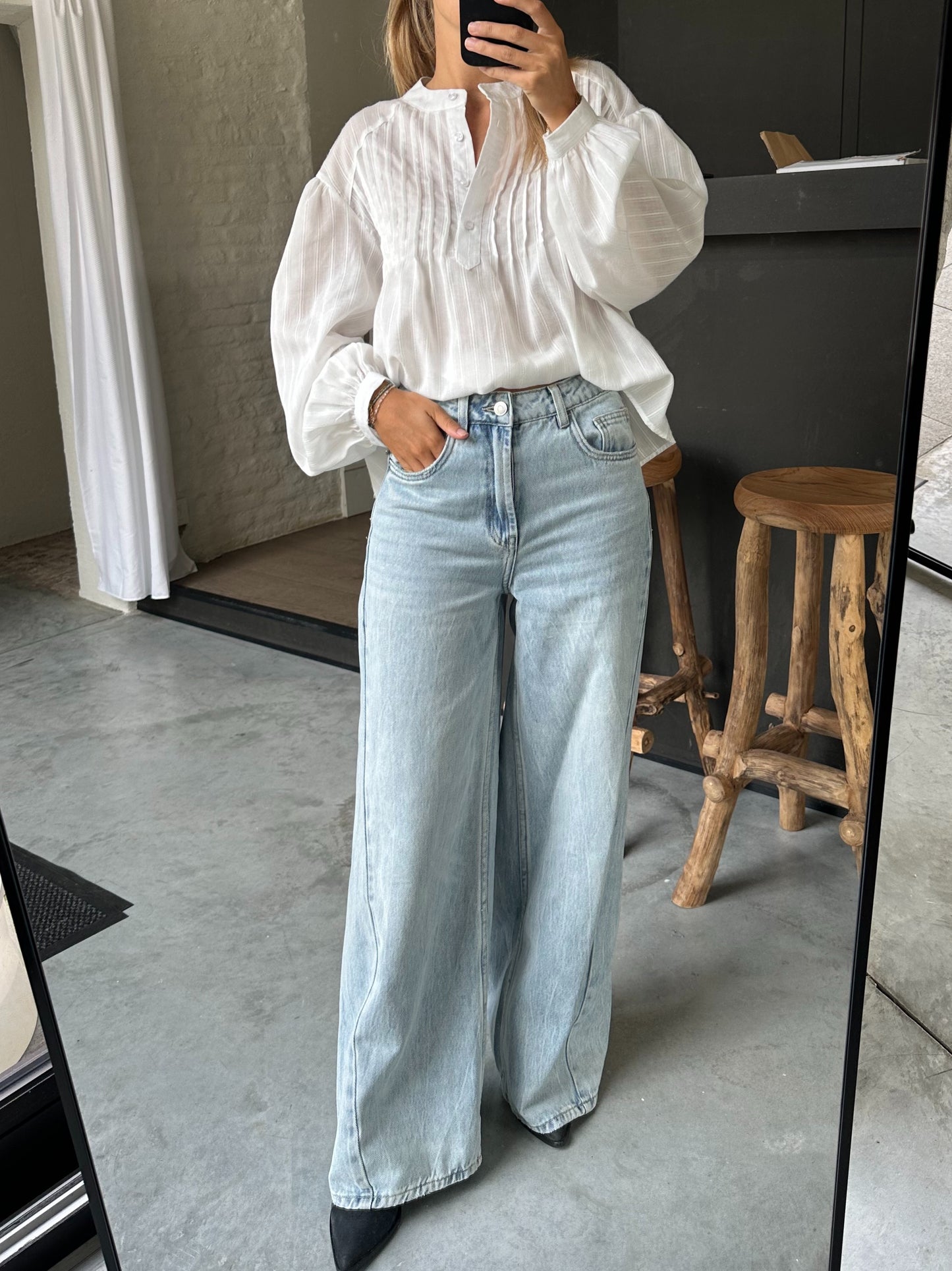 Wide light jeans