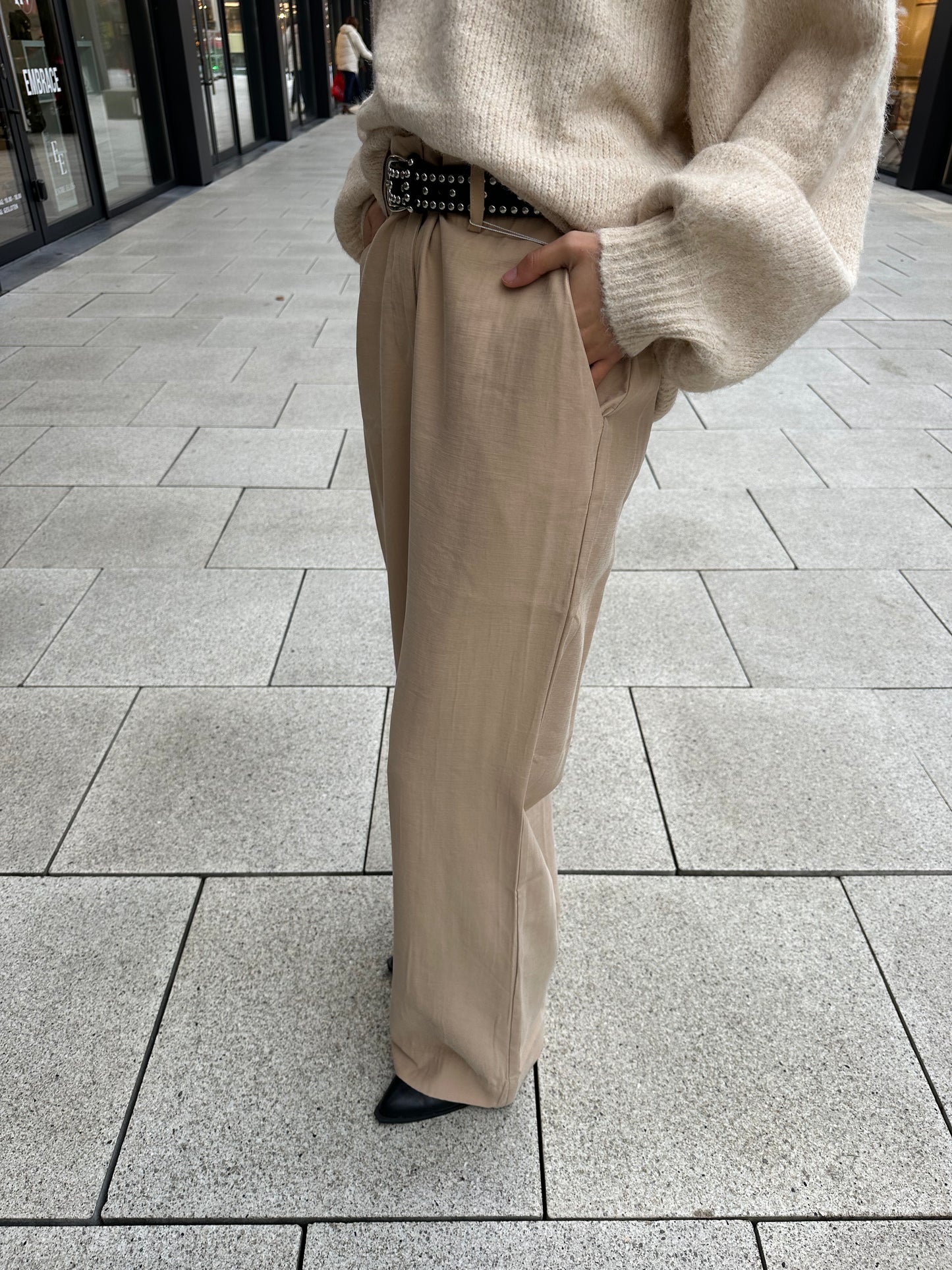 Waisted wide leg pants