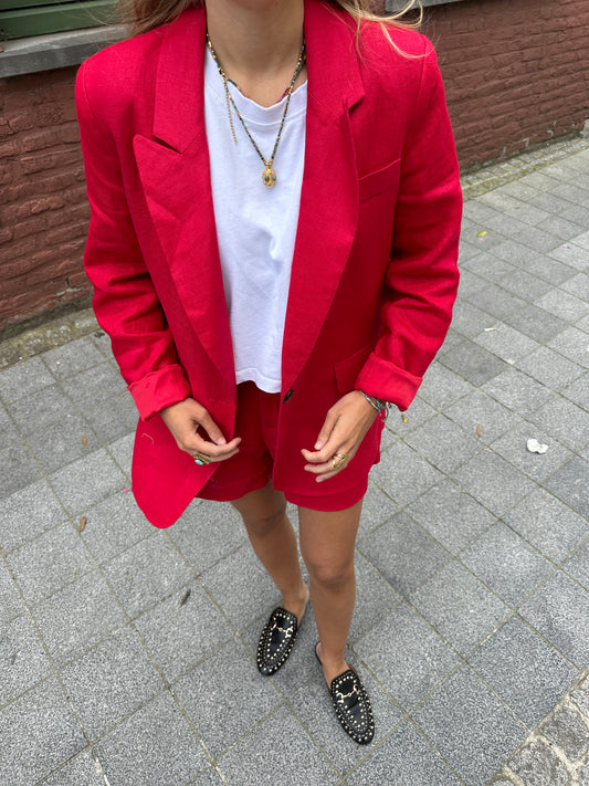 Linnen suit red