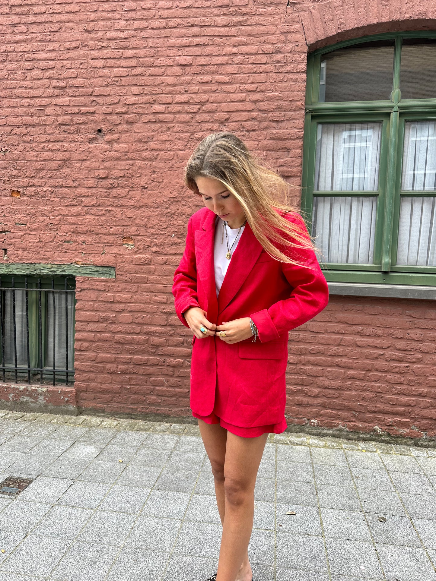 Linnen suit red